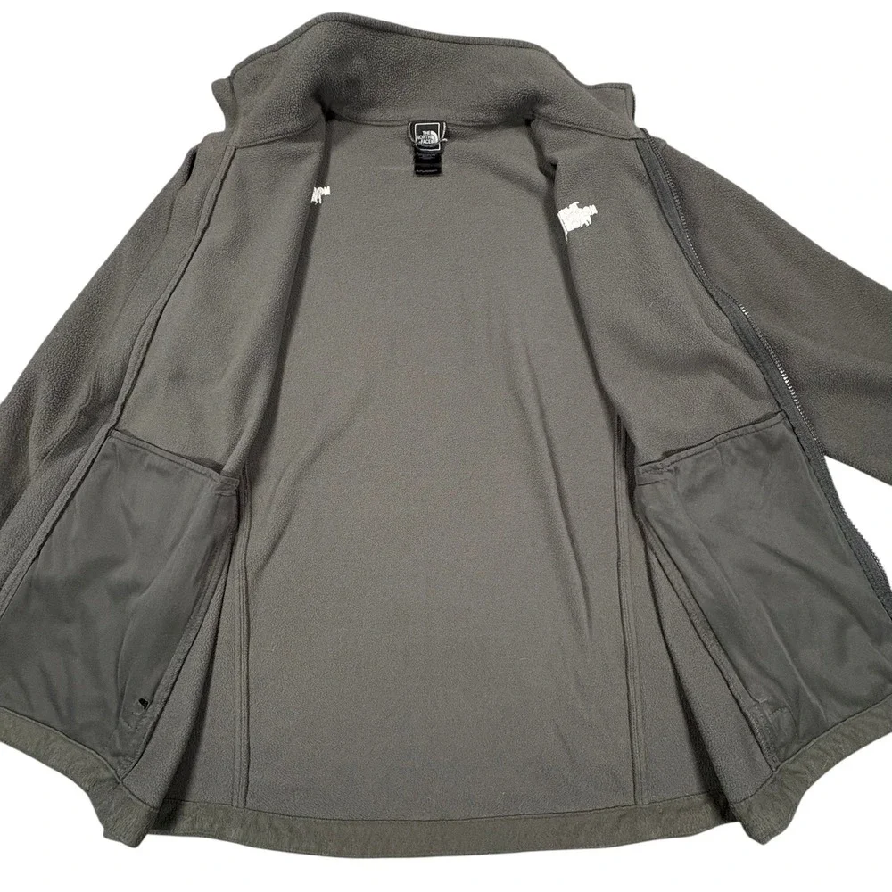 The‎ North Face Fleece Jacket Mens L Gray Full Zip Pockets Stand Collar